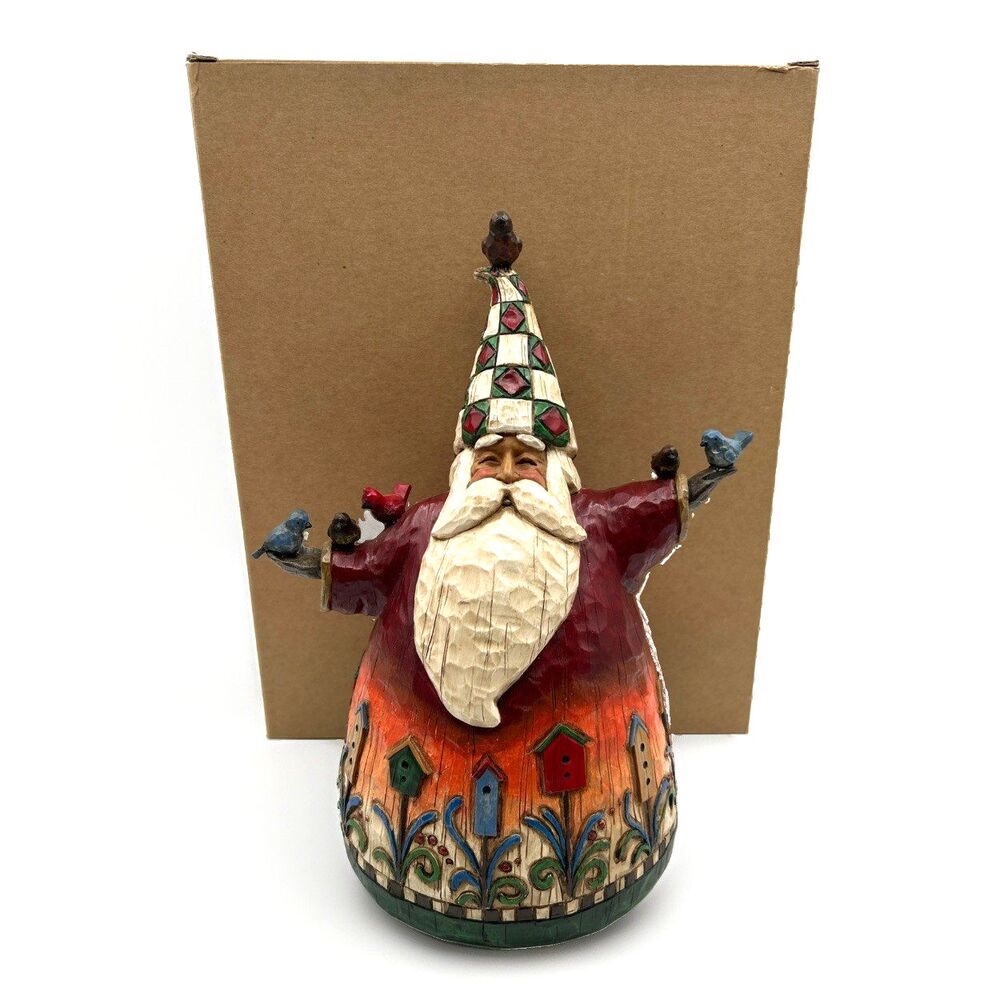 VTG Jim Shore Heartwood Creek Santa/Birds 11" Figurine 105532 Birdhouses 2002